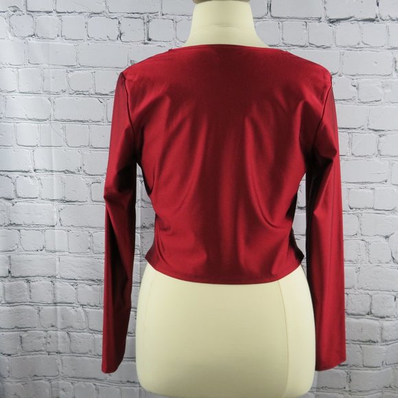 Women's Plus Red Long Sleeve Crop Top - Picture 5 of 5